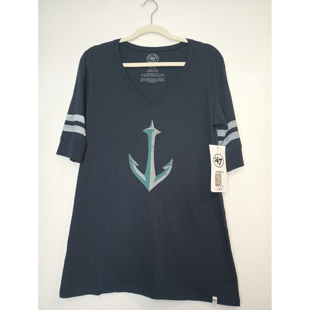 Seattle Kraken NHL Womens V-Neck T-Shirt Navy Blue Sporty, Casual, TeamwearXL